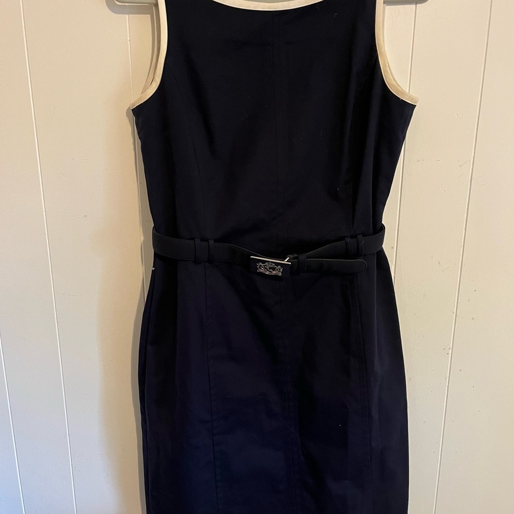 Lauren Ralph Lauren vintage Black and white piped belted Midi Dress